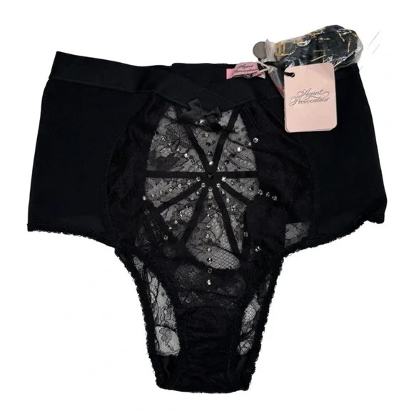 NWT AGENT PROVOCATEUR Franni Brief With Suspenders Black Size AP 2 - Picture 7 of 16